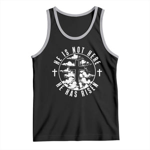 Easter Jesus Has Risen Tank Top Christian Bible Verse Graphic Cross 90s Style TS10 Black Athletic Heather Print Your Wear