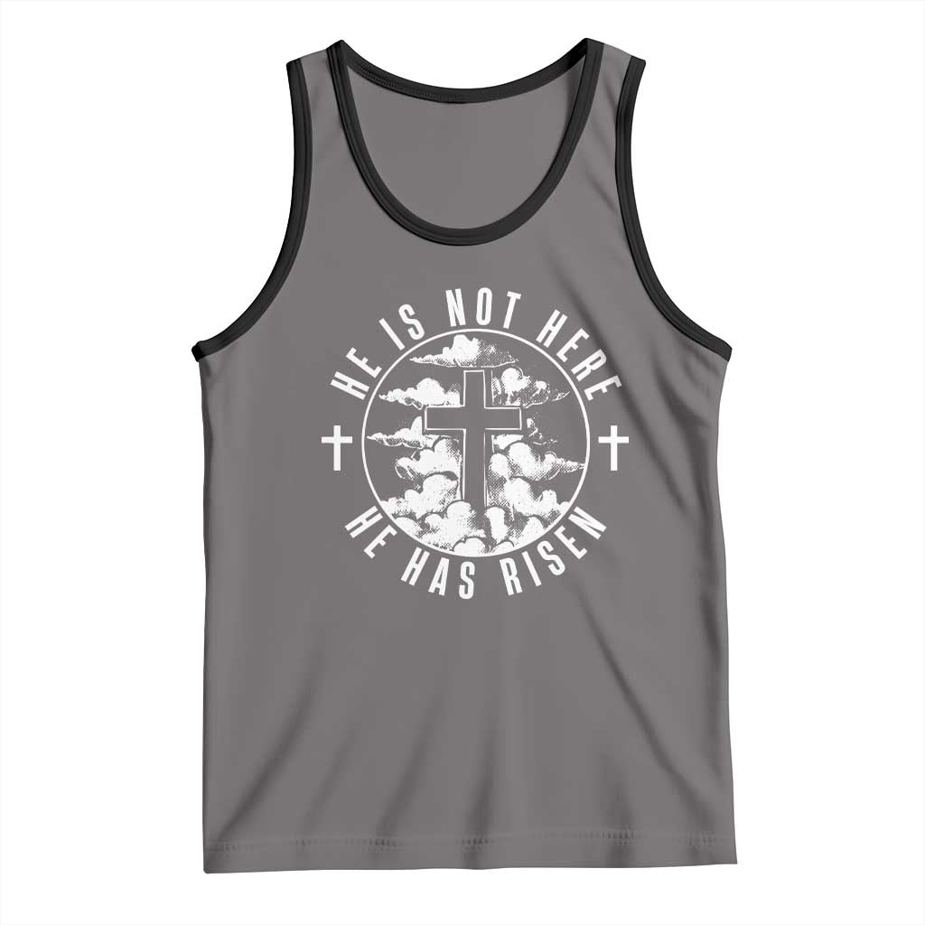 Easter Jesus Has Risen Tank Top Christian Bible Verse Graphic Cross 90s Style TS10 Deep Heather Black Print Your Wear