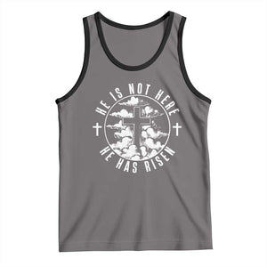 Easter Jesus Has Risen Tank Top Christian Bible Verse Graphic Cross 90s Style TS10 Deep Heather Black Print Your Wear