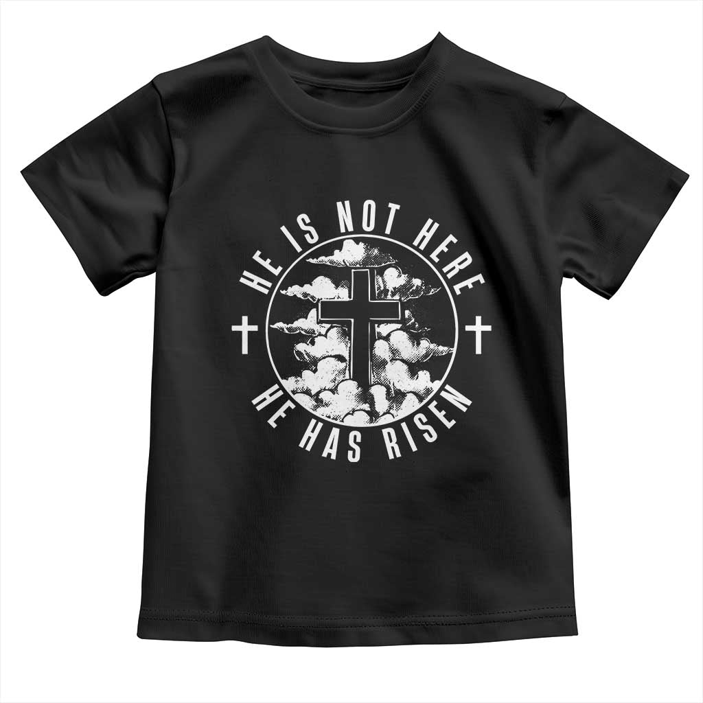 Easter Jesus Has Risen Toddler T Shirt Christian Bible Verse Graphic Cross 90s Style TS10 Black Print Your Wear