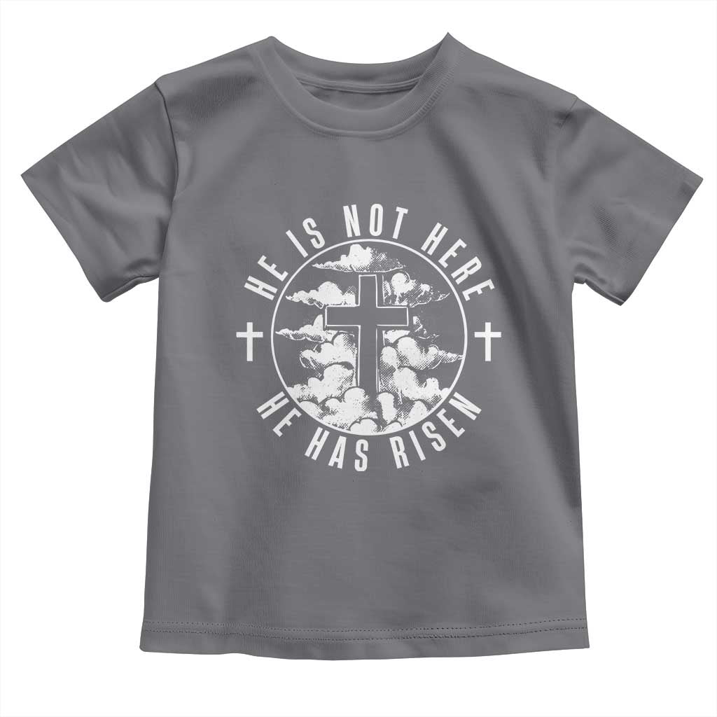 Easter Jesus Has Risen Toddler T Shirt Christian Bible Verse Graphic Cross 90s Style TS10 Charcoal Print Your Wear