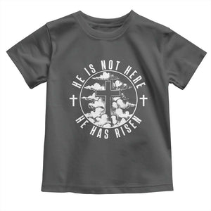 Easter Jesus Has Risen Toddler T Shirt Christian Bible Verse Graphic Cross 90s Style TS10 Dark Heather Print Your Wear