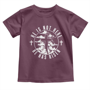 Easter Jesus Has Risen Toddler T Shirt Christian Bible Verse Graphic Cross 90s Style TS10 Maroon Print Your Wear