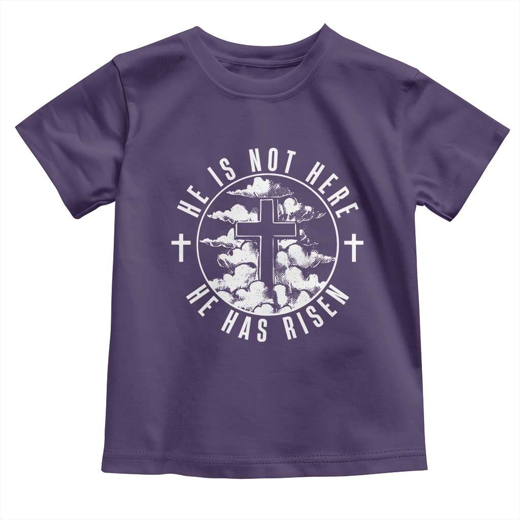 Easter Jesus Has Risen Toddler T Shirt Christian Bible Verse Graphic Cross 90s Style TS10 Purple Print Your Wear