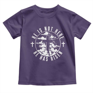 Easter Jesus Has Risen Toddler T Shirt Christian Bible Verse Graphic Cross 90s Style TS10 Purple Print Your Wear
