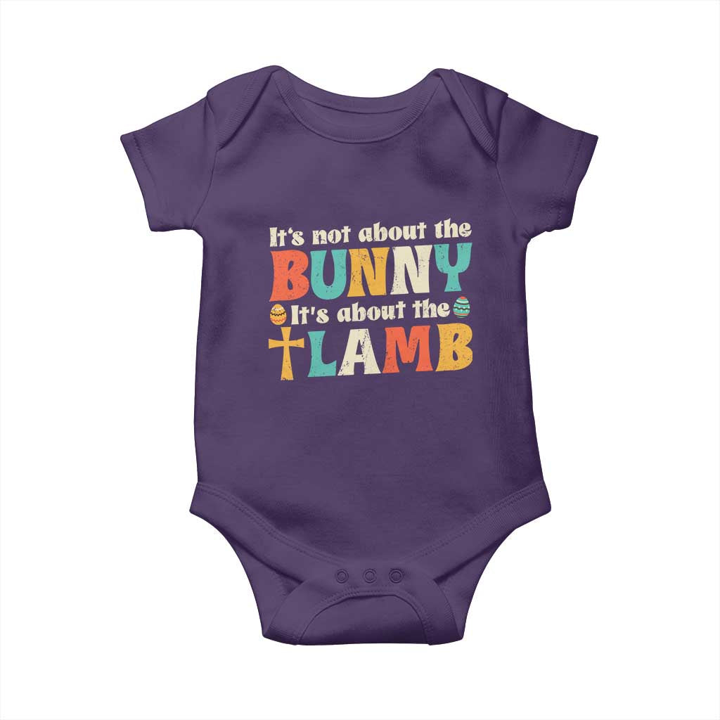 Religious Easter Baby Onesie Retro Its Not About The Bunny Its About The Lamb TS10 Purple Print Your Wear