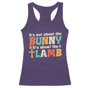 Religious Easter Racerback Tank Top Retro Its Not About The Bunny Its About The Lamb TS10 Purple Print Your Wear