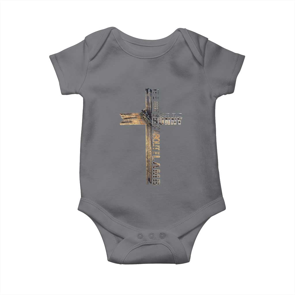 Easter Christian Baby Onesie Vintage Cross Farmhouse Religious Not About Bunny About the Lamb TS10 Charcoal Print Your Wear