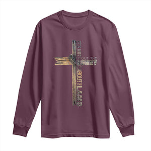 Easter Christian Long Sleeve Shirt Vintage Cross Farmhouse Religious Not About Bunny About the Lamb TS10 Maroon Print Your Wear