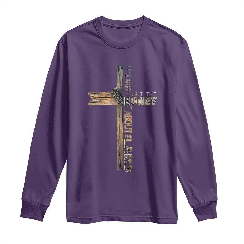 Easter Christian Long Sleeve Shirt Vintage Cross Farmhouse Religious Not About Bunny About the Lamb TS10 Purple Print Your Wear