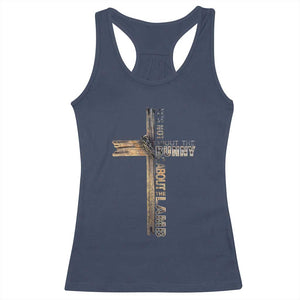 Easter Christian Racerback Tank Top Vintage Cross Farmhouse Religious Not About Bunny About the Lamb TS10 Navy Print Your Wear