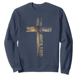 Easter Christian Sweatshirt Vintage Cross Farmhouse Religious Not About Bunny About the Lamb TS10 Navy Print Your Wear