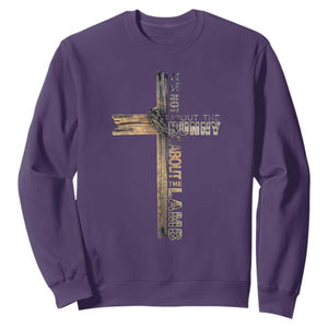 Easter Christian Sweatshirt Vintage Cross Farmhouse Religious Not About Bunny About the Lamb TS10 Purple Print Your Wear