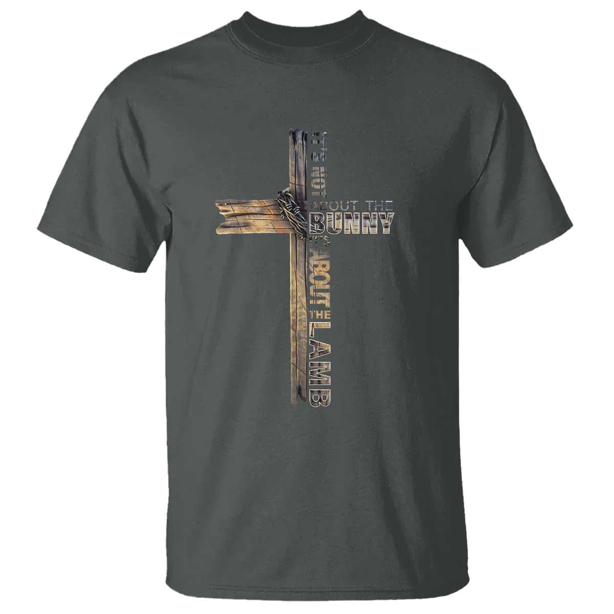 Easter Christian T Shirt Vintage Cross Farmhouse Religious Not About Bunny About the Lamb TS10 Dark Heather Print Your Wear