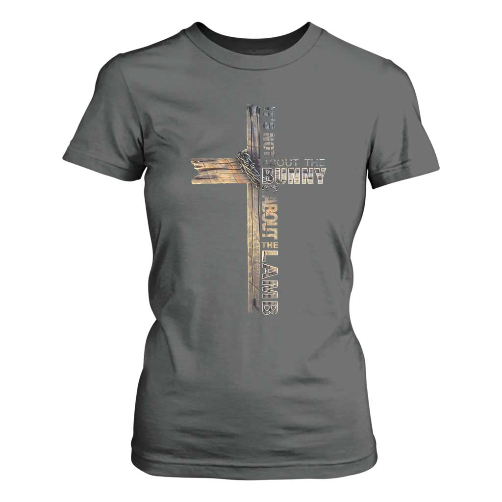 Easter Christian T Shirt For Women Vintage Cross Farmhouse Religious Not About Bunny About the Lamb TS10 Dark Heather Print Your Wear