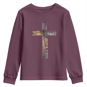 Easter Christian Youth Sweatshirt Vintage Cross Farmhouse Religious Not About Bunny About the Lamb TS10 Maroon Print Your Wear