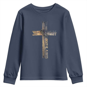 Easter Christian Youth Sweatshirt Vintage Cross Farmhouse Religious Not About Bunny About the Lamb TS10 Navy Print Your Wear
