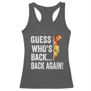 Funny Jesus Meme Quote Racerback Tank Top Easter Guess Whos Back Funny Religious TS10 Dark Heather Print Your Wear