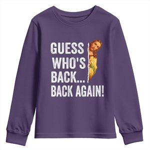 Funny Jesus Meme Quote Youth Sweatshirt Easter Guess Whos Back Funny Religious TS10 Purple Print Your Wear