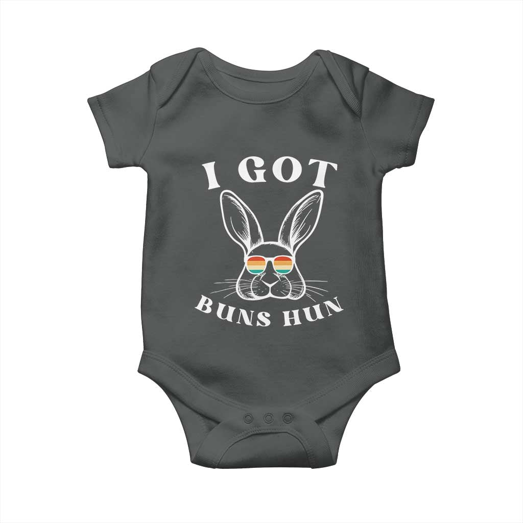 Rabbit Easter Bunny Sunglasses Baby Onesie Retro Vintage I Got Buns Hun Funny Jokes TS10 Dark Heather Print Your Wear