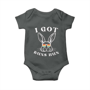 Rabbit Easter Bunny Sunglasses Baby Onesie Retro Vintage I Got Buns Hun Funny Jokes TS10 Dark Heather Print Your Wear