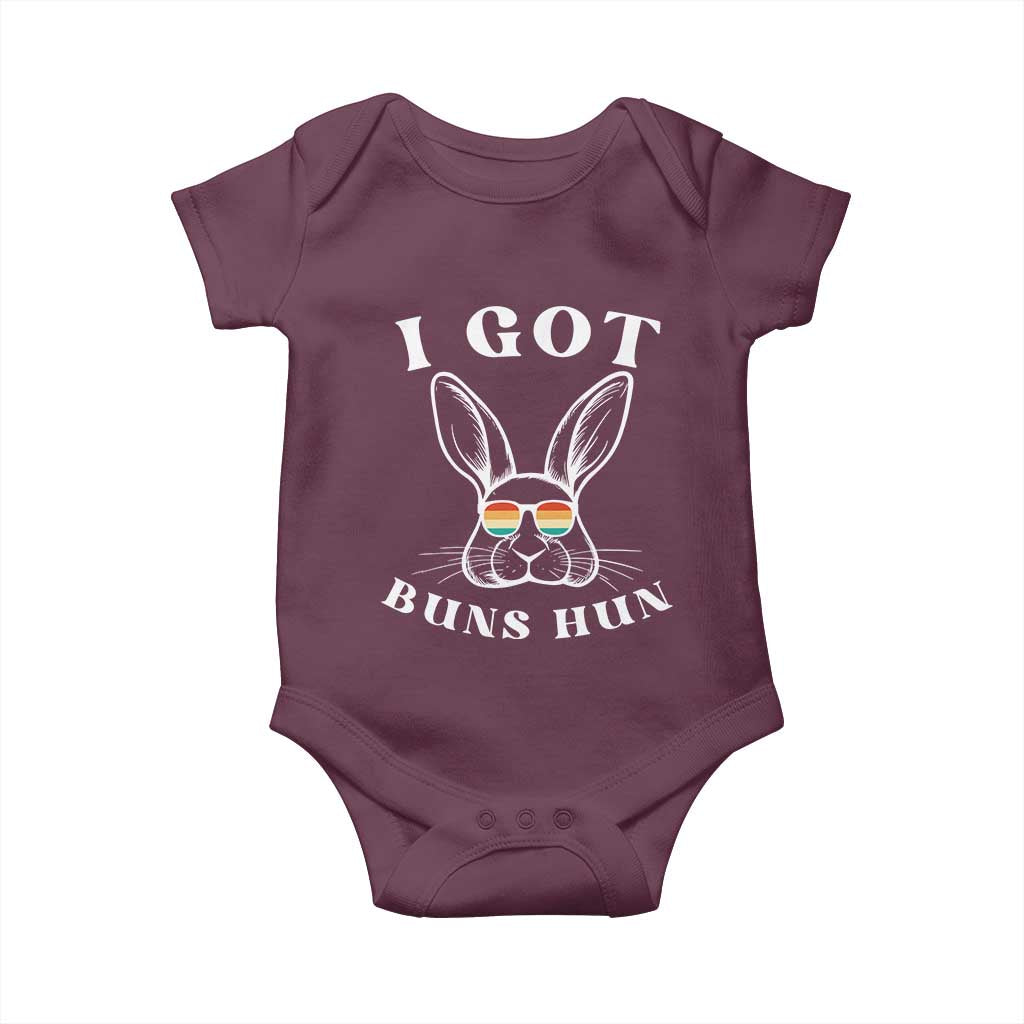 Rabbit Easter Bunny Sunglasses Baby Onesie Retro Vintage I Got Buns Hun Funny Jokes TS10 Maroon Print Your Wear