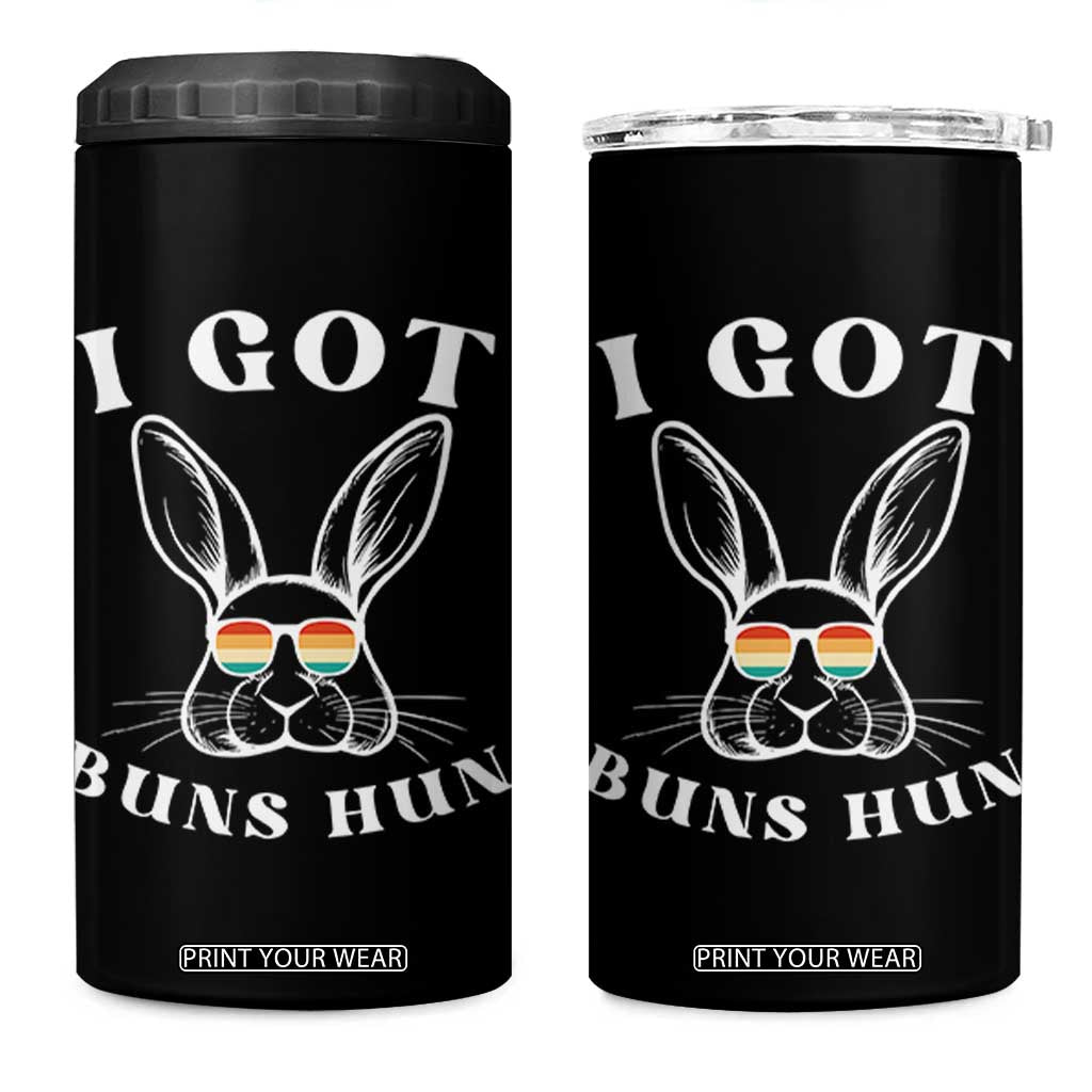 Rabbit Easter Bunny Sunglasses 4 in 1 Can Cooler Tumbler Retro Vintage I Got Buns Hun Funny Jokes TS10 One Size: 16 oz Black Print Your Wear
