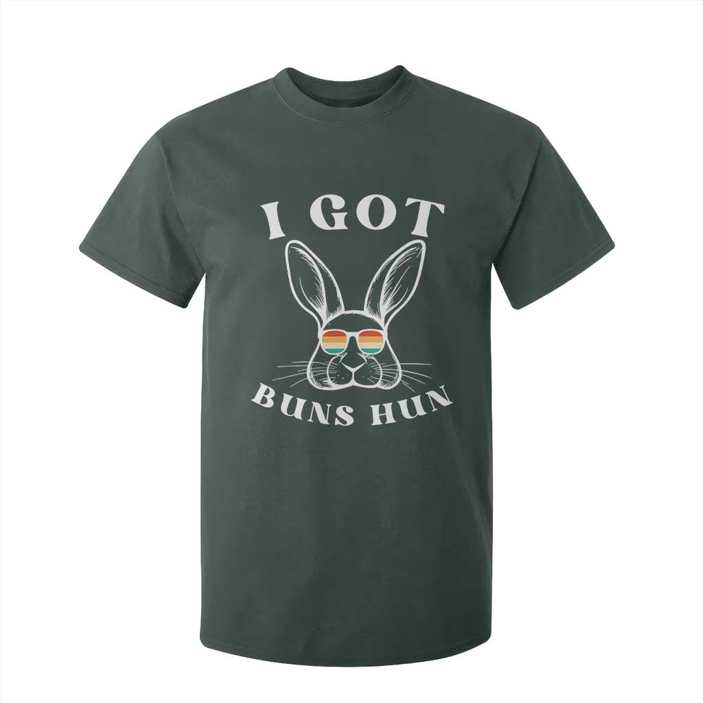 Rabbit Easter Bunny Sunglasses T Shirt For Kid Retro Vintage I Got Buns Hun Funny Jokes TS10 Dark Forest Green Print Your Wear