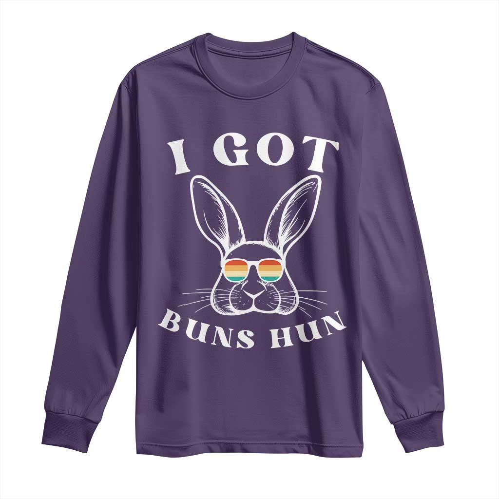 Rabbit Easter Bunny Sunglasses Long Sleeve Shirt Retro Vintage I Got Buns Hun Funny Jokes TS10 Purple Print Your Wear