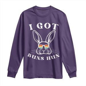 Rabbit Easter Bunny Sunglasses Long Sleeve Shirt Retro Vintage I Got Buns Hun Funny Jokes TS10 Purple Print Your Wear