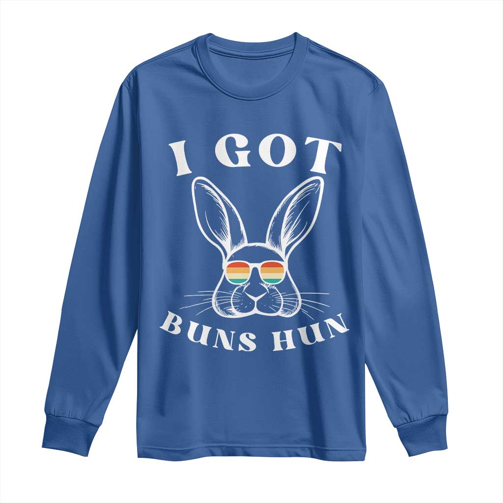 Rabbit Easter Bunny Sunglasses Long Sleeve Shirt Retro Vintage I Got Buns Hun Funny Jokes TS10 Royal Blue Print Your Wear