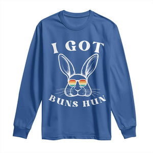 Rabbit Easter Bunny Sunglasses Long Sleeve Shirt Retro Vintage I Got Buns Hun Funny Jokes TS10 Royal Blue Print Your Wear