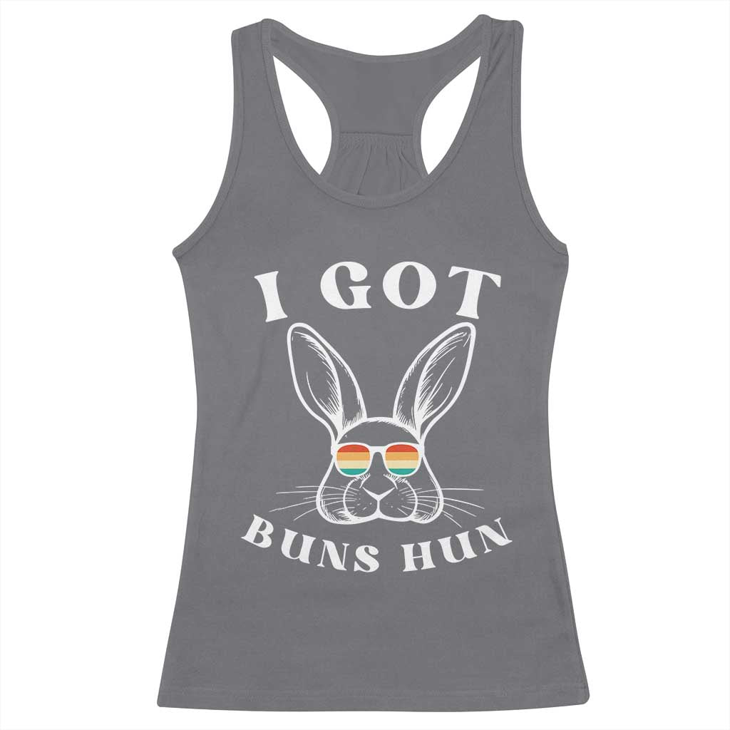 Rabbit Easter Bunny Sunglasses Racerback Tank Top Retro Vintage I Got Buns Hun Funny Jokes TS10 Charcoal Print Your Wear