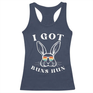 Rabbit Easter Bunny Sunglasses Racerback Tank Top Retro Vintage I Got Buns Hun Funny Jokes TS10 Navy Print Your Wear
