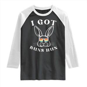 Rabbit Easter Bunny Sunglasses Raglan Shirt Retro Vintage I Got Buns Hun Funny Jokes TS10 Black White Print Your Wear