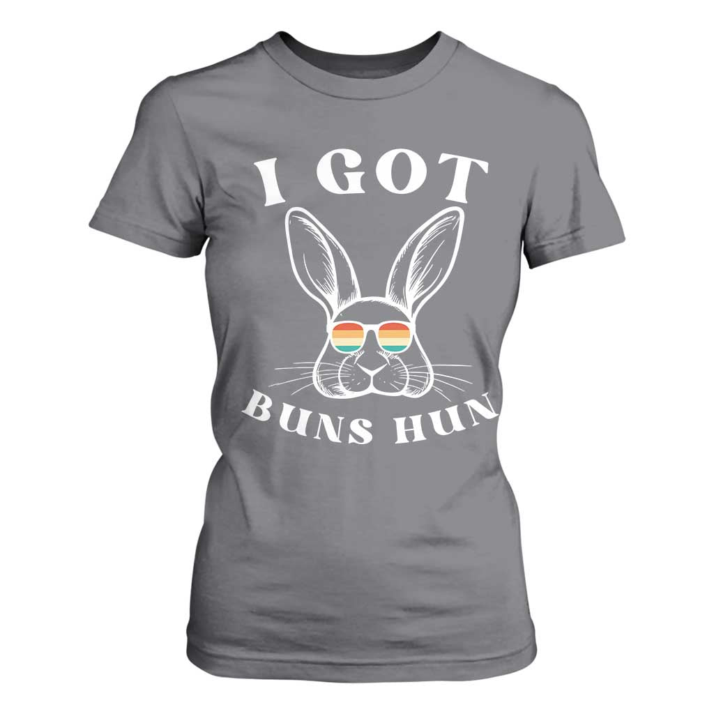 Rabbit Easter Bunny Sunglasses T Shirt For Women Retro Vintage I Got Buns Hun Funny Jokes TS10 Charcoal Print Your Wear