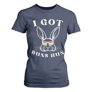 Rabbit Easter Bunny Sunglasses T Shirt For Women Retro Vintage I Got Buns Hun Funny Jokes TS10 Navy Print Your Wear