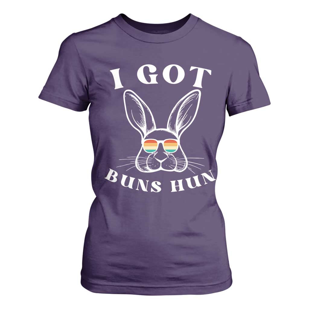 Rabbit Easter Bunny Sunglasses T Shirt For Women Retro Vintage I Got Buns Hun Funny Jokes TS10 Purple Print Your Wear