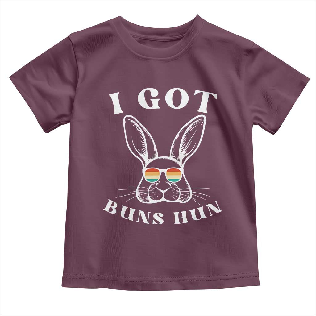 Rabbit Easter Bunny Sunglasses Toddler T Shirt Retro Vintage I Got Buns Hun Funny Jokes TS10 Maroon Print Your Wear