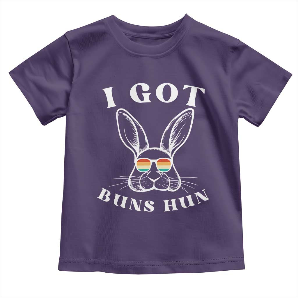 Rabbit Easter Bunny Sunglasses Toddler T Shirt Retro Vintage I Got Buns Hun Funny Jokes TS10 Purple Print Your Wear