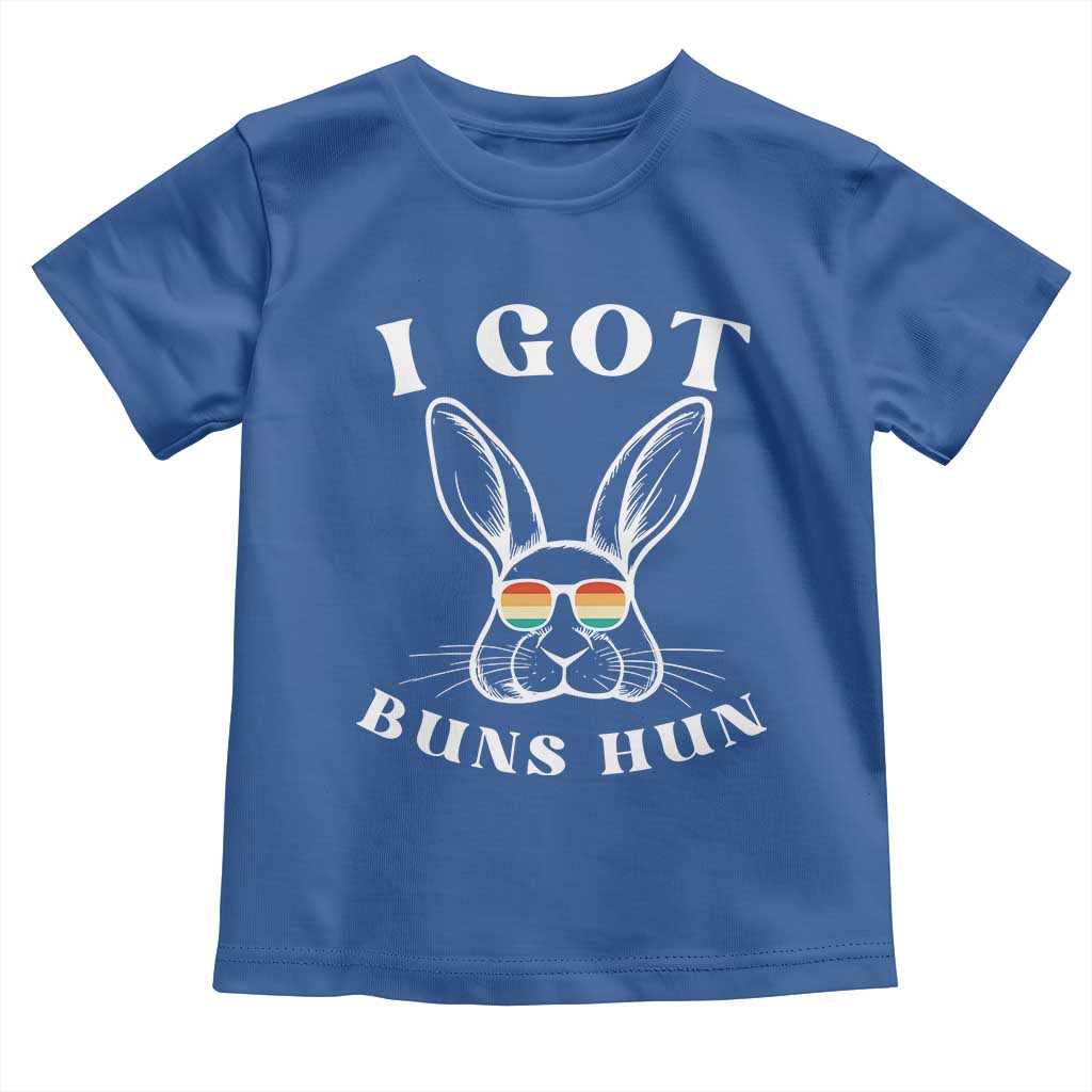 Rabbit Easter Bunny Sunglasses Toddler T Shirt Retro Vintage I Got Buns Hun Funny Jokes TS10 Royal Blue Print Your Wear