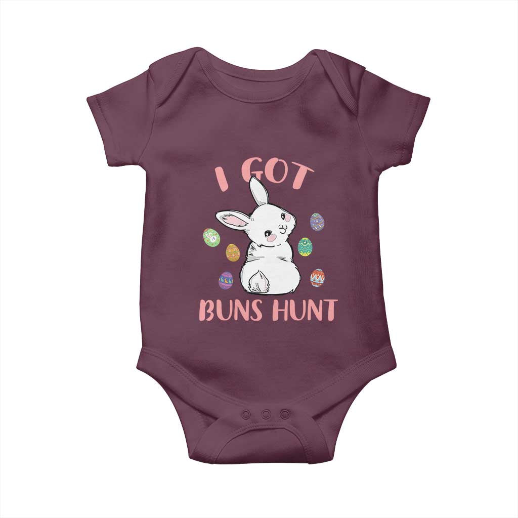 Rabbit Easter Bunny Sunglasses Baby Onesie I Got Buns Hun Funny Jokes TS10 Maroon Print Your Wear