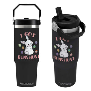 Rabbit Easter Bunny Sunglasses Flip Straw Tumbler I Got Buns Hun Funny Jokes TS10 One Size: 30 oz Black Print Your Wear