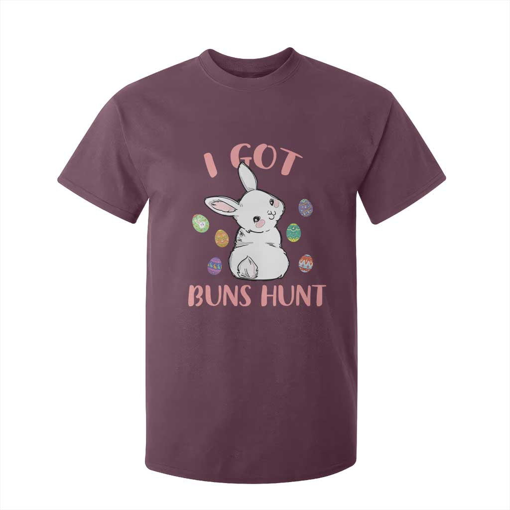 Rabbit Easter Bunny Sunglasses T Shirt For Kid I Got Buns Hun Funny Jokes TS10 Maroon Print Your Wear