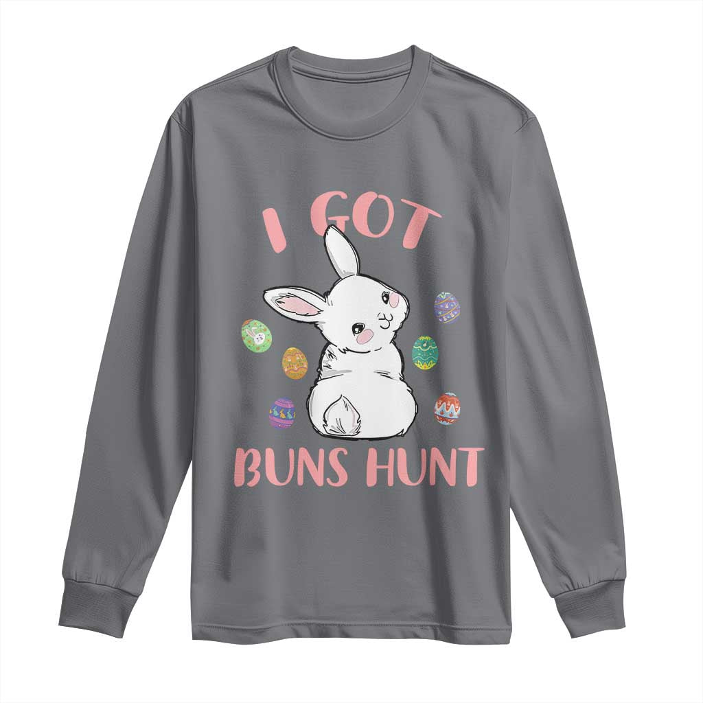 Rabbit Easter Bunny Sunglasses Long Sleeve Shirt I Got Buns Hun Funny Jokes TS10 Charcoal Print Your Wear