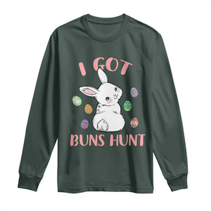 Rabbit Easter Bunny Sunglasses Long Sleeve Shirt I Got Buns Hun Funny Jokes TS10 Dark Forest Green Print Your Wear