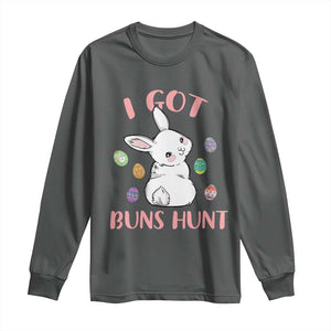 Rabbit Easter Bunny Sunglasses Long Sleeve Shirt I Got Buns Hun Funny Jokes TS10 Dark Heather Print Your Wear