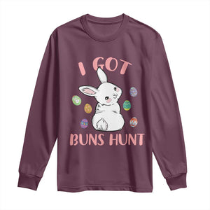 Rabbit Easter Bunny Sunglasses Long Sleeve Shirt I Got Buns Hun Funny Jokes TS10 Maroon Print Your Wear