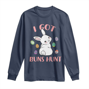 Rabbit Easter Bunny Sunglasses Long Sleeve Shirt I Got Buns Hun Funny Jokes TS10 Navy Print Your Wear