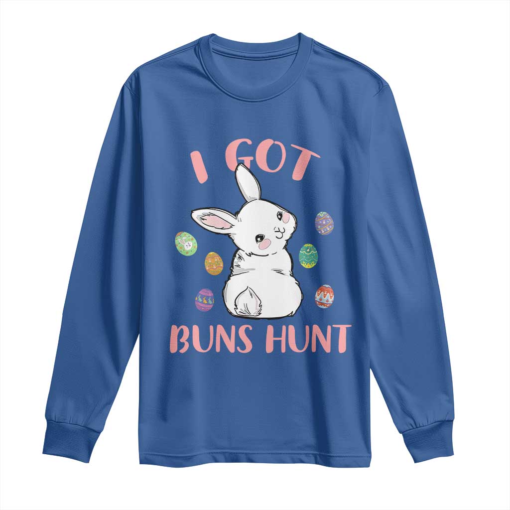 Rabbit Easter Bunny Sunglasses Long Sleeve Shirt I Got Buns Hun Funny Jokes TS10 Royal Blue Print Your Wear